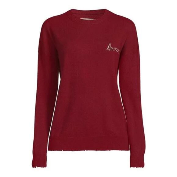 ZADIG & VOLTAIRE Gaby Amour Sweater Wool Cashmere Red Wine {G19} - Picture 1 of 6